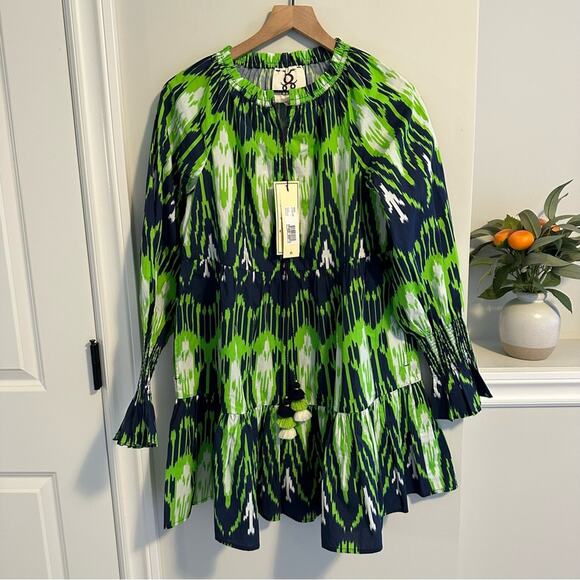 NWT FIGUE Green Blue Ikat Mini Dress XS - Picture 13 of 13